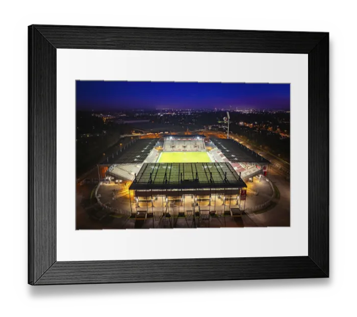 Framed Print : Aerial view, football stadium at the HafenstraBe of the club Rot-WeiB Essen