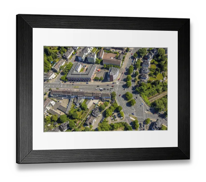 Framed Print : Aerial view, roundabout Stadtwaldplatz