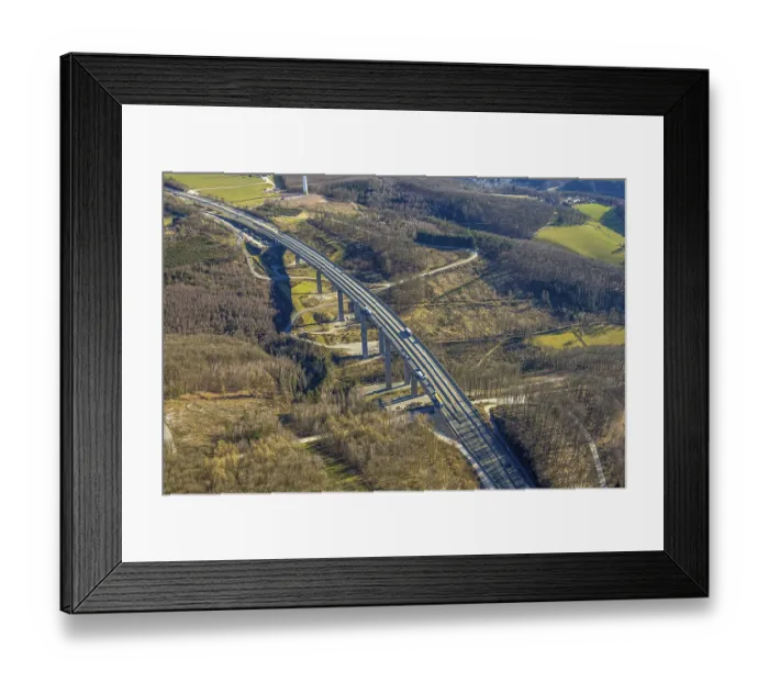 Framed Print : Aerial view, motorway bridge Talbrucke Brunsbecke of the A45 motorway