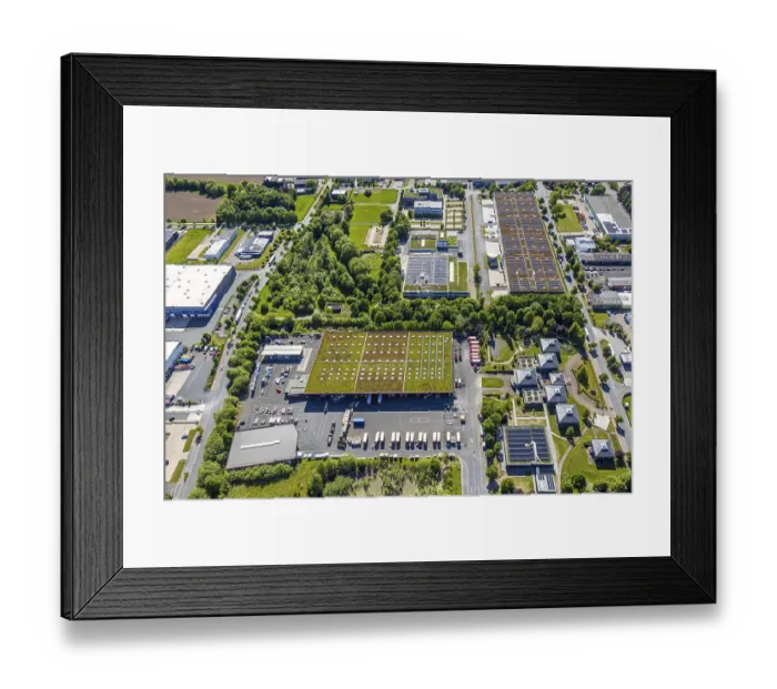 Framed Print : Aerial view, roofing purchase, DEX