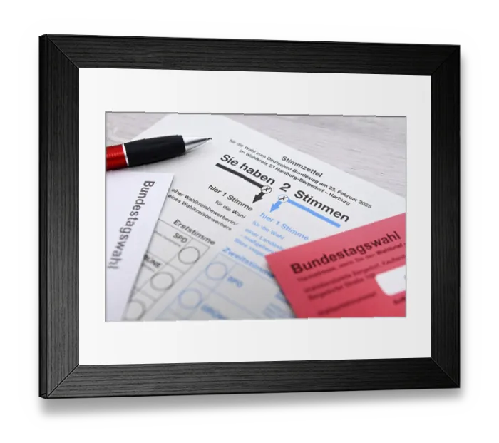 Framed Print : Ballot paper for the 2025 Bundestag election