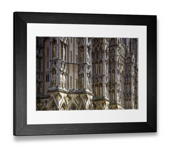 Framed Print : Wells, Cathedral, west facade, detail