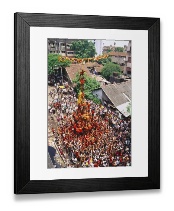 Framed Print : Dahi Hundies, Human Pyramid breaking pot of curds Framed Print : Dahi Hundies, Human Pyramid breaking pot of curds