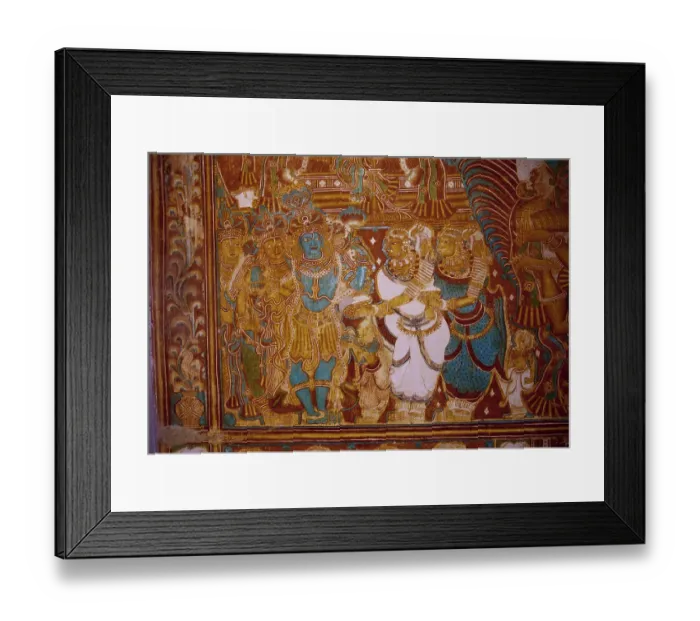 Framed Print : Krishna Radha wedding 18 th Century Murals in Krishnapuram Palace at Kayamkulam