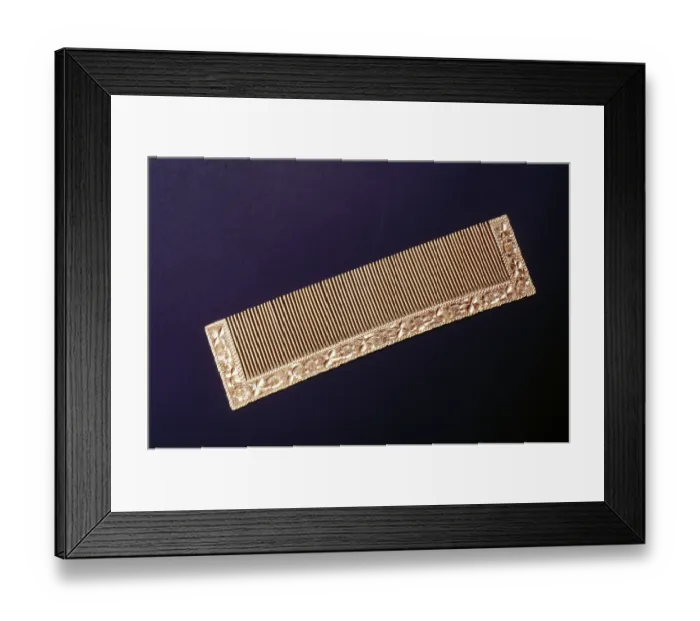 Framed Print : Sixty years old gold comb, india