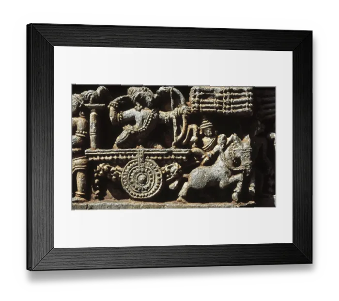 Framed Print : Arjuna in chariot in hoysalaswara temple