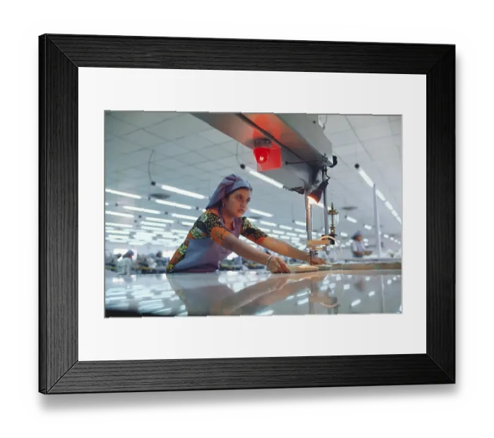 Framed Print : Woman working in factory, india