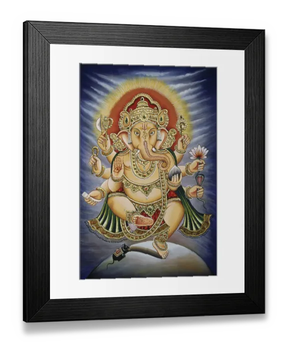 Framed Print : Lord Ganesh ganpati Miniature Painting on Paper Framed Print : Lord Ganesh ganpati Miniature Painting on Paper