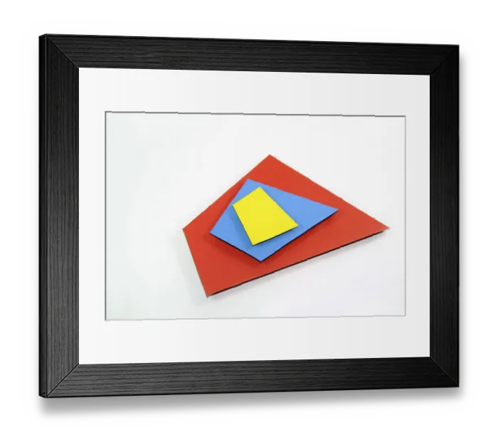 Framed Print : Quadrangular shapes on white background India Asia