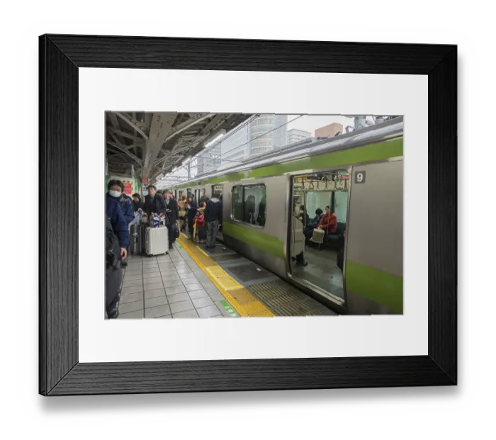 Framed Print : Passengers getting down on station platform Framed Print : Passengers getting down on station platform