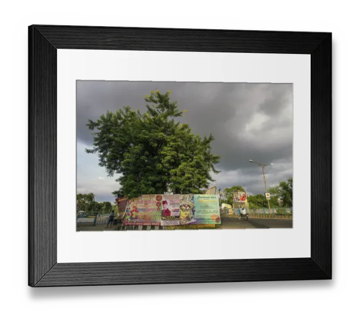 Framed Print : Durga puja ceremony hoarding street