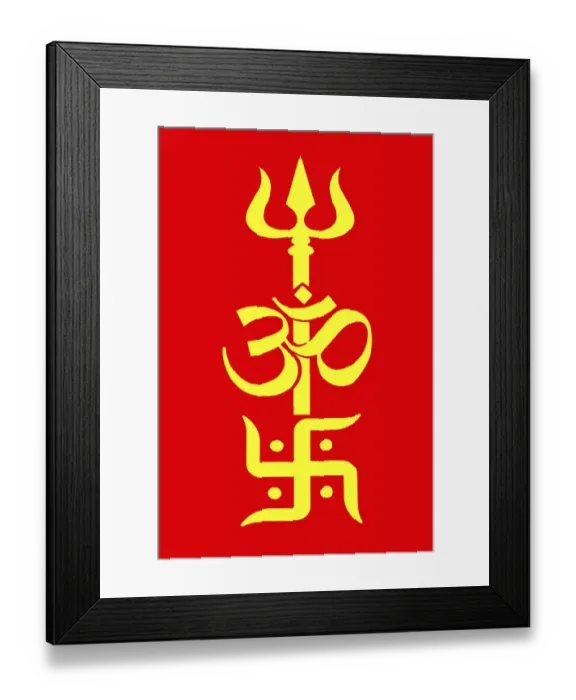 Framed Print : Trident om and swastik symbol, Nasik Framed Print : Trident om and swastik symbol, Nasik