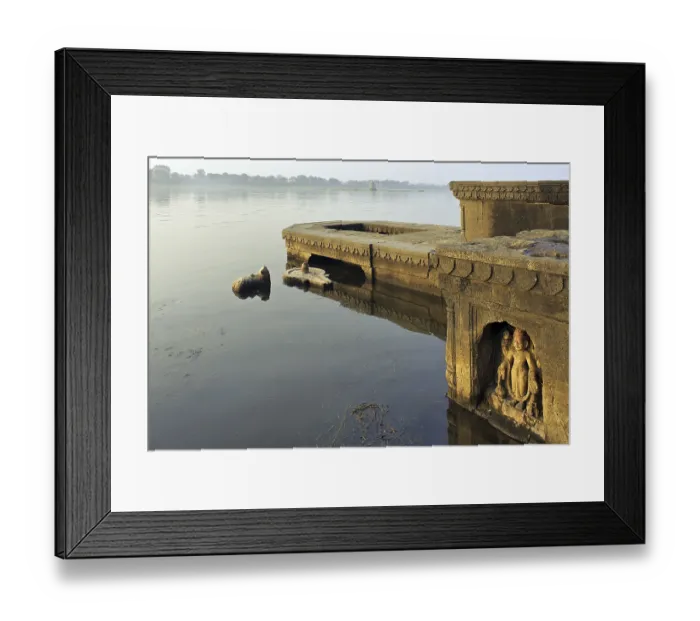 Framed Print : Narmada river, maheshwar ghat, khargone