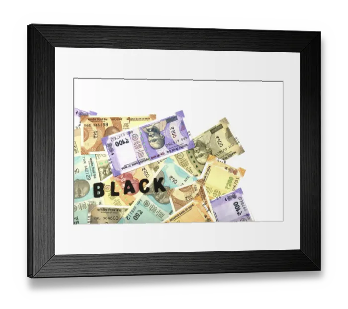 Framed Print : Black money concept, black alphabet on money background
