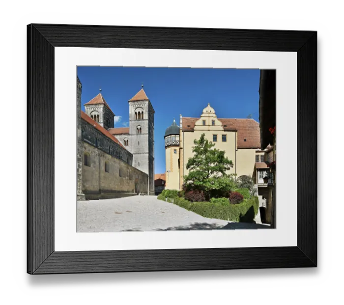 Framed Print : On the Schlossberg, on the left the Romanesque collegiate church of St Servatius