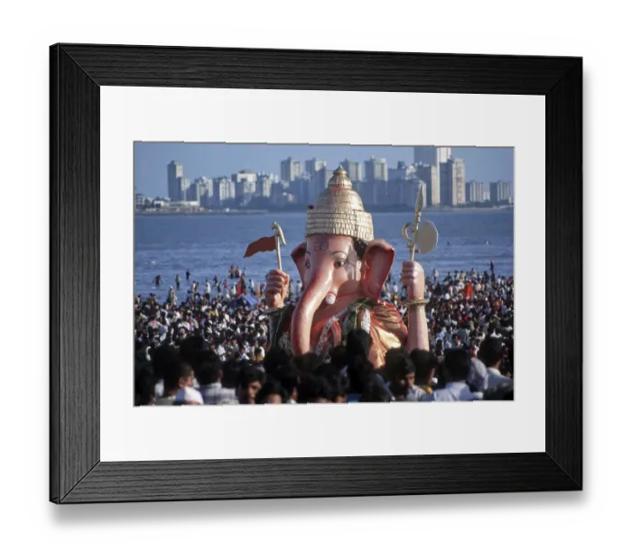 Framed Print : Ganesh ganpati Festival, People Carrying Lord Ganesh for Immersion