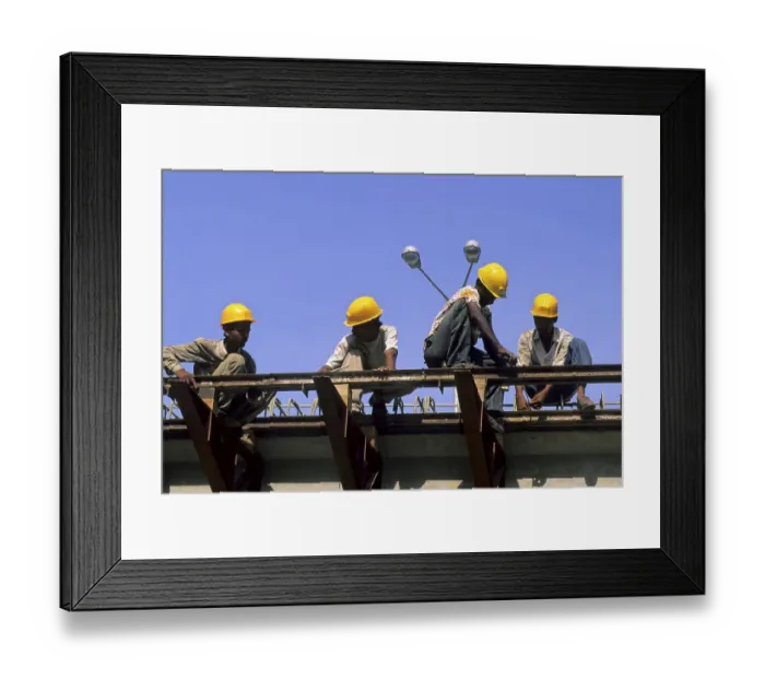 Framed Print : Workers busy in constructing flyover Framed Print : Workers busy in constructing flyover