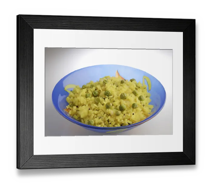 Framed Print : Indian snack batata paua or and batata pauwa potato roasted in a bowl