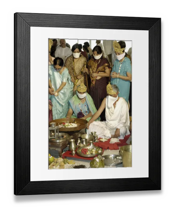 Framed Print : Special Prayer being offered by Jain religious community in India