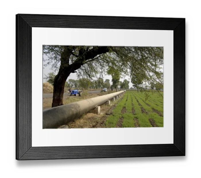 Framed Print : Water pipeline through village fields Framed Print : Water pipeline through village fields