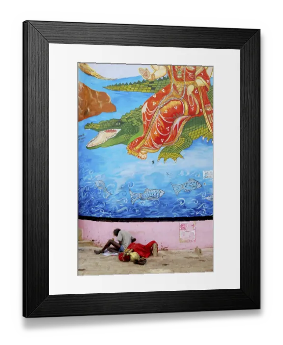 Framed Print : Mythological wall painting on ghats Framed Print : Mythological wall painting on ghats