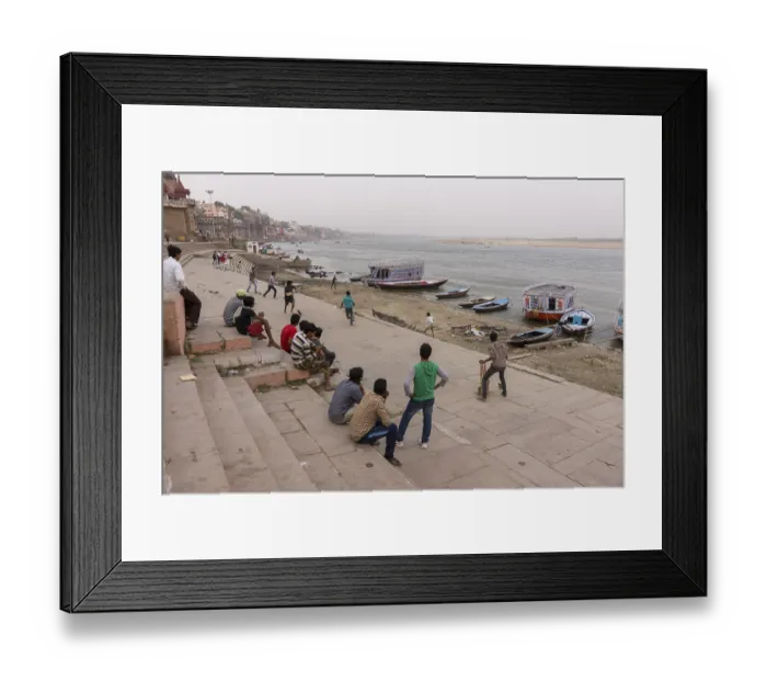 Framed Print : Children playing cricket on ghats Framed Print : Children playing cricket on ghats