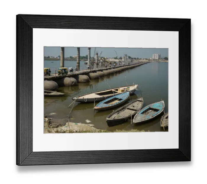 Framed Print : Bridge, river ganga, varanasi, uttar pradesh