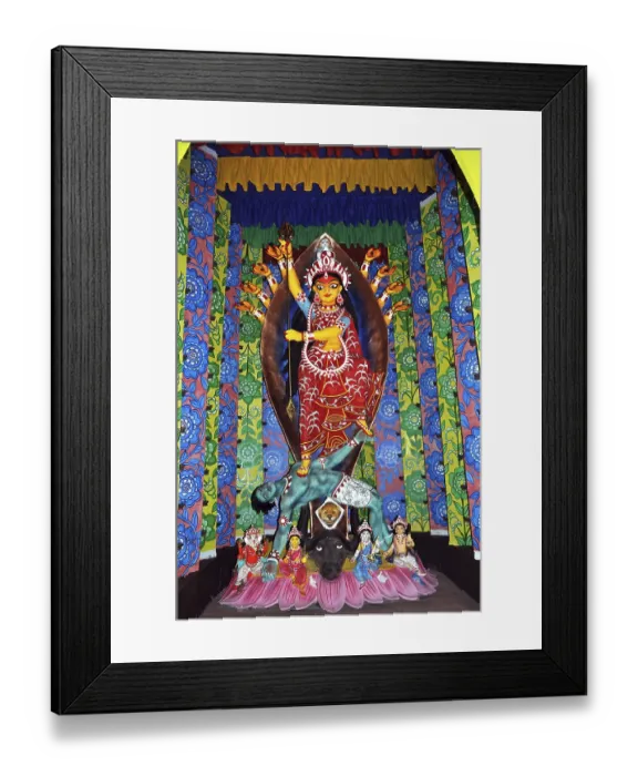 Framed Print : Goddess durga killing mahishasura