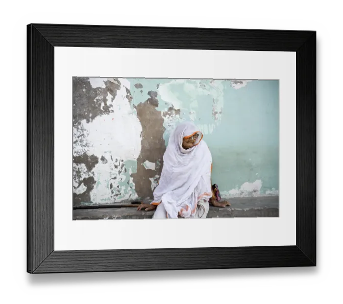 Framed Print : Old women vidhwa mahila ashram mathura