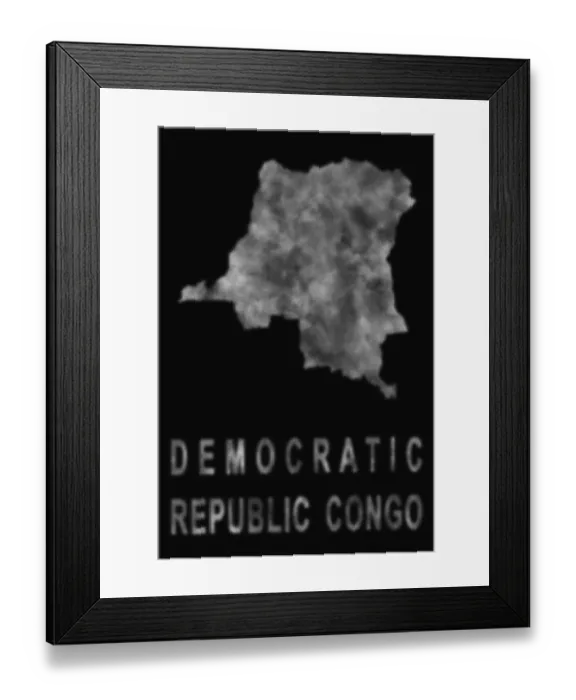 Framed Print : Map of Democratic Republic Congo made of smoke