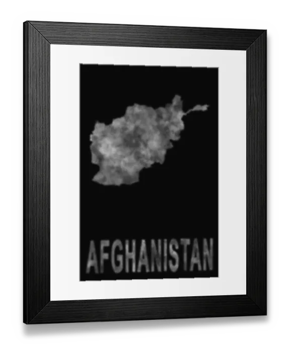 Framed Print : Map of Afghanistan made of smoke