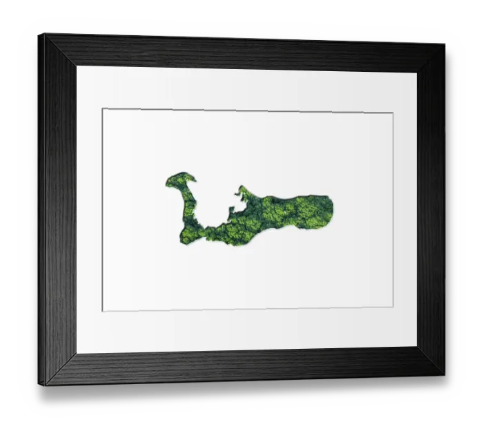Framed Print : Green Forest Map of Cayman Islands