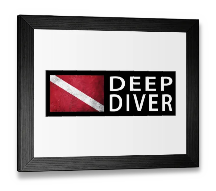 Framed Print : Deep Diver, Diver Down Flag, Scuba flag