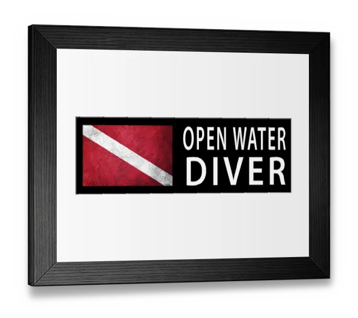Framed Print : Open Water Diver, Diver Down Flag