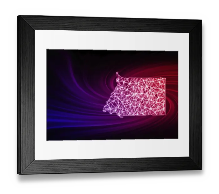 Framed Print : Map of Equatorial Guinea, Polygonal mesh line map