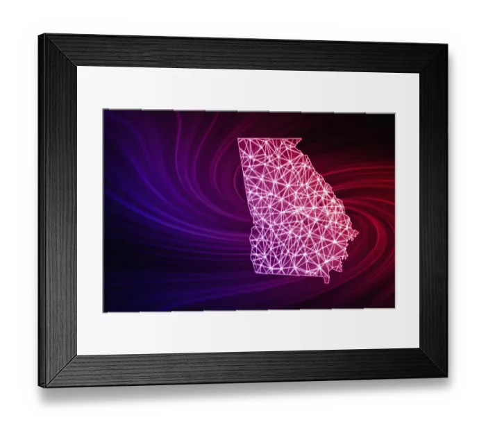 Framed Print : Map of Georgia, Polygonal mesh line map