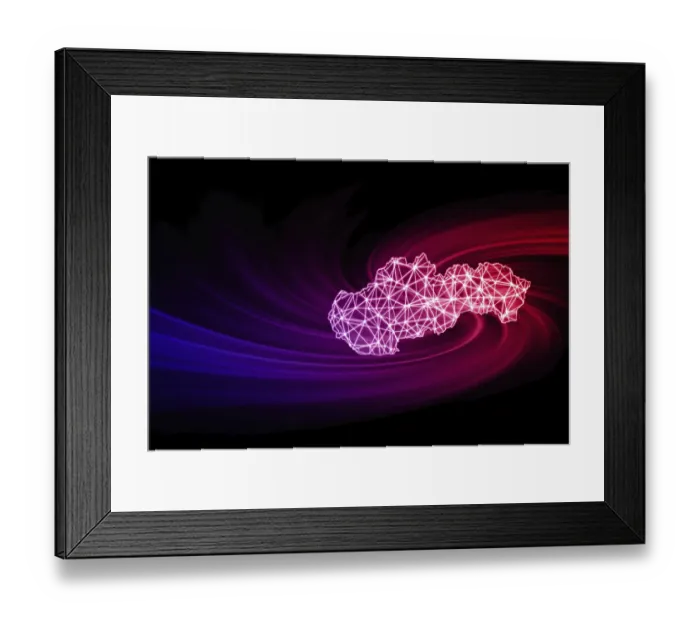 Framed Print : Map of Slovakia, Polygonal mesh line map