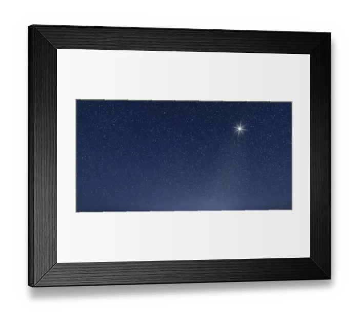 Framed Print : The star shines over the manger of Jesus Christ
