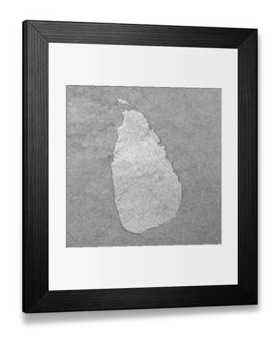 Framed Print : Map of Sri Lanka, silver background