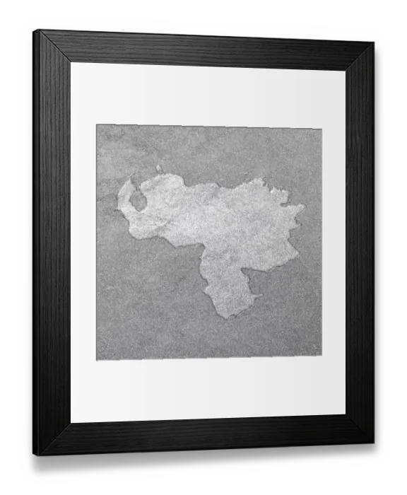 Framed Print : Map of Venezuela, silver background Framed Print : Map of Venezuela, silver background