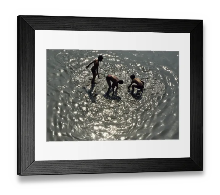 Framed Print : Children playing in water, Tapti river Framed Print : Children playing in water, Tapti river