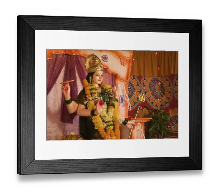 Framed Print : Goddess Durga idol in Pandal, Ganpatipule