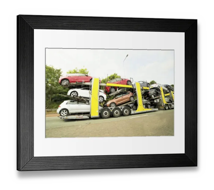 Framed Print : Car transport truck, Scotland, UK, United Kingdom