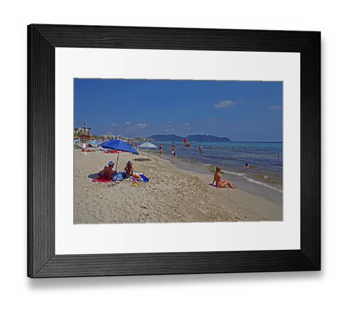 Framed Print : Beach holidaymakers sunbathing