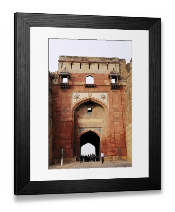 Framed Print : Front of bara darwaja of Purana quila old fort