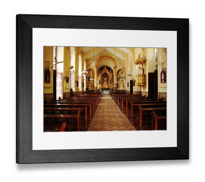 Framed Print : Interior of church mae de deus