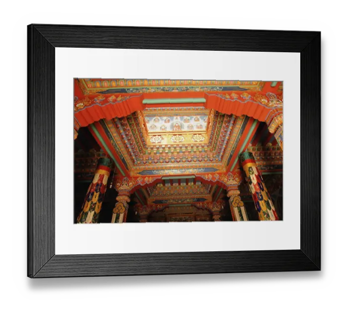 Framed Print : Wooden colourful ceiling in monastery