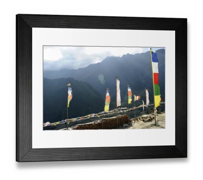Framed Print : Holy flag, Upper Pisang, Nepal