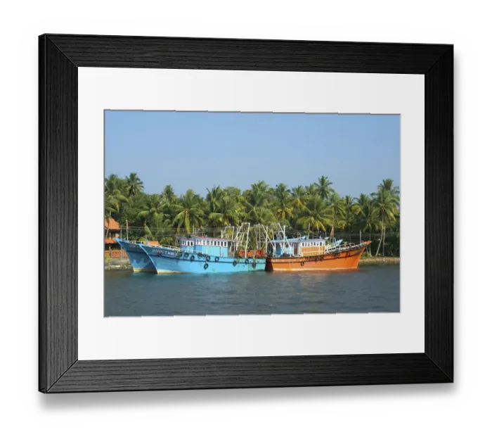 Framed Print : Boats in ashtamudi river, Kollam Framed Print : Boats in ashtamudi river, Kollam