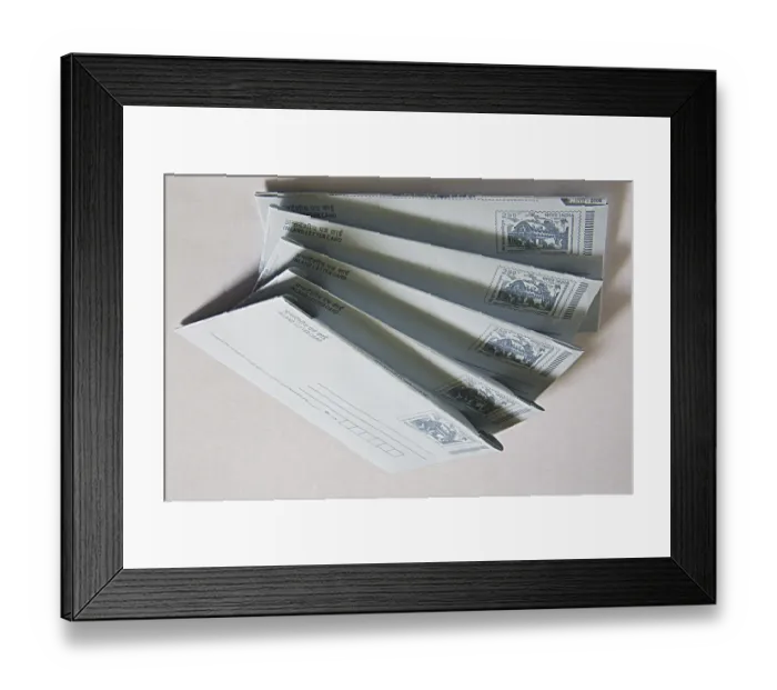 Framed Print : Concept, antardeshiya patra inland letter card on white background